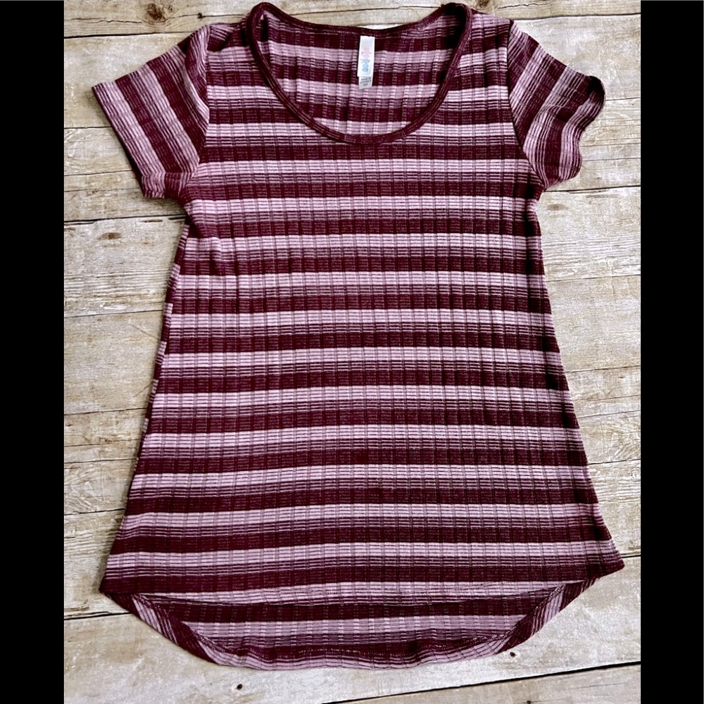 LuLaRoe size XXS Classic tee. Pink and mauve stripes